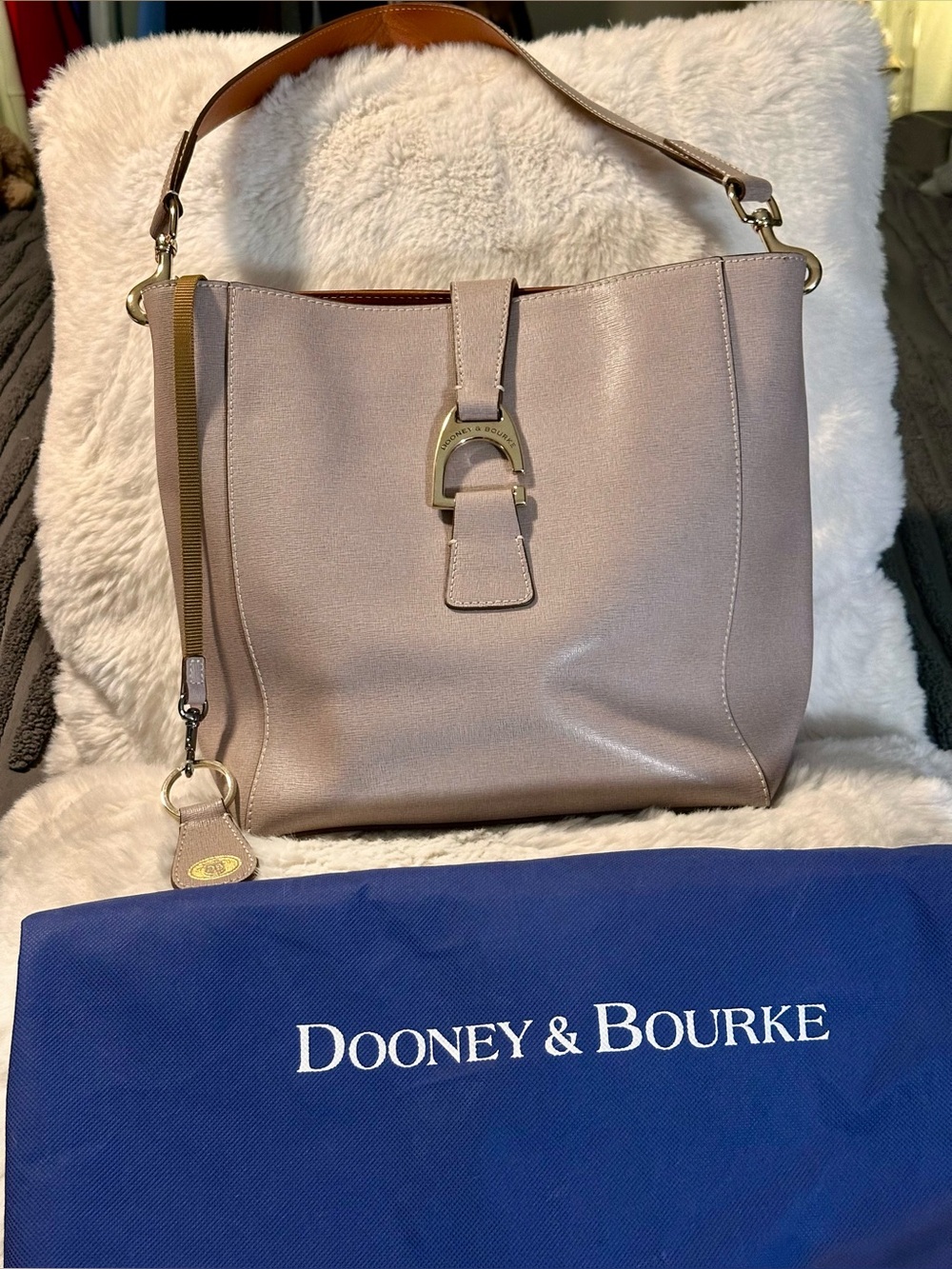 Authentic Dooney & Bourke Ashby Leather Shoulder Bag/ Tote with Gold Hardware